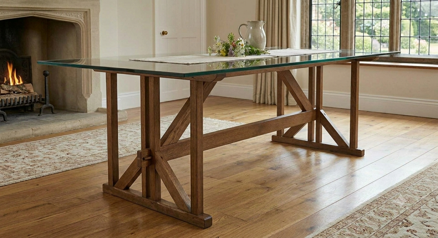 Oak Table Frame for Glass Top